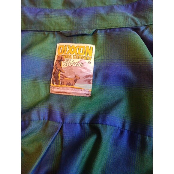 DIXXON Tahoe Men’s Snap Shirt Green Blue Plaid Bamboo Blend LT - Picture 2 of 9